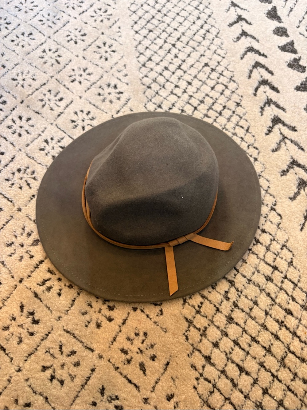 Altar'd State Olive Wide Brim Felt Hat with Tan Band